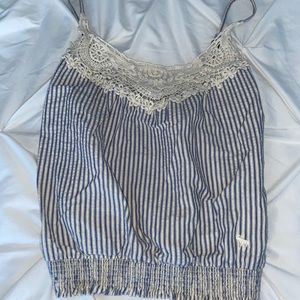 abercrombie blue striped crop top